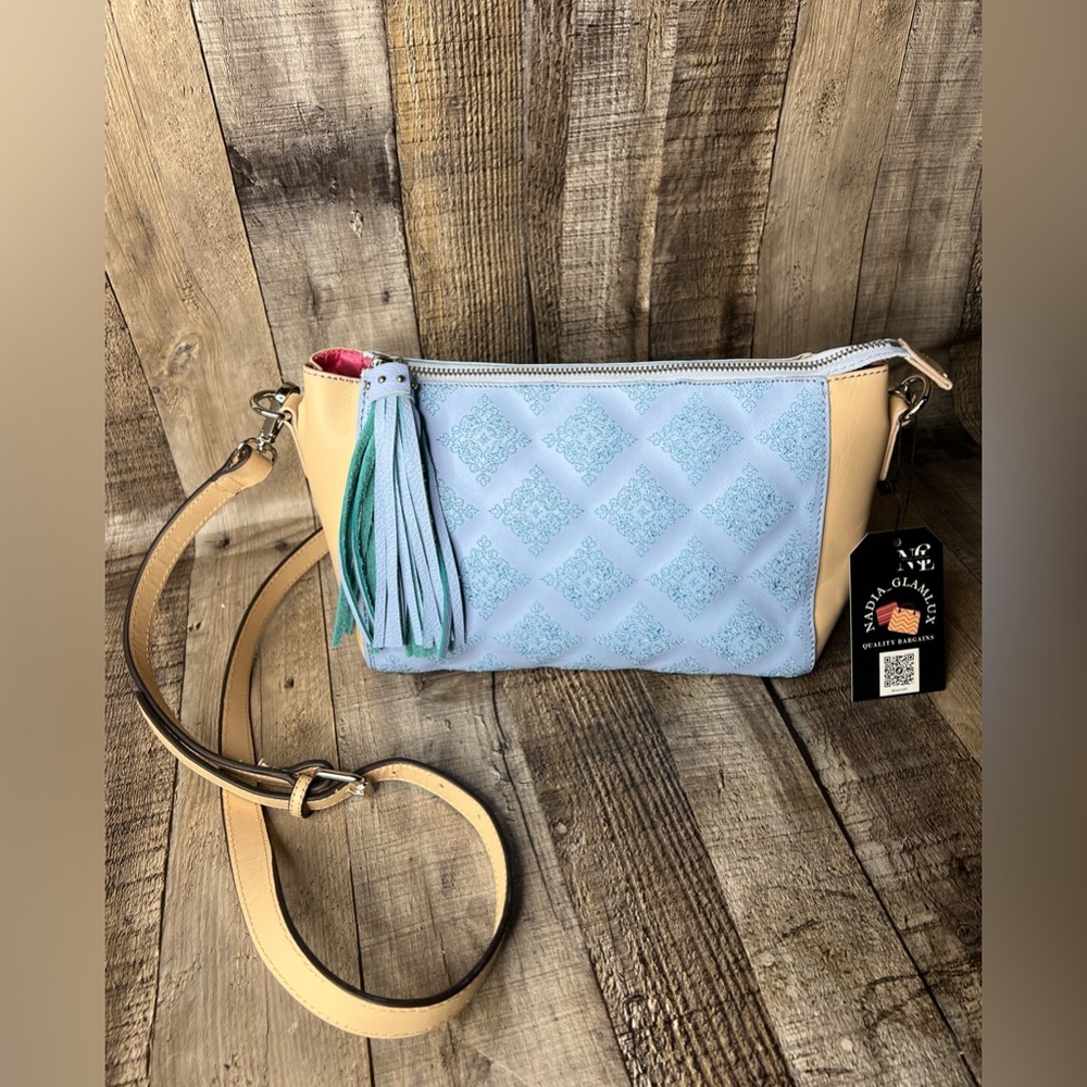 SHARIF 1827 Two Tone LEATHER PURSE HANDBAG CROSSBODY NWOT